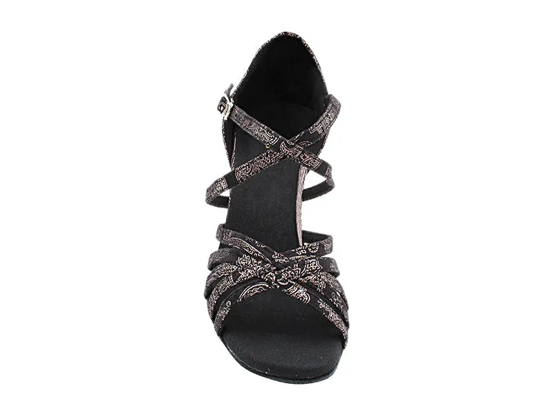 1613LEDSS 168 Black Flower Velvet_Red Plated Heel