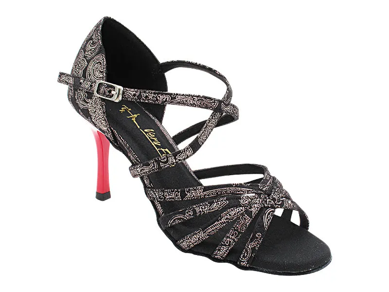 1613LEDSS 168 Black Flower Velvet_Red Plated Heel