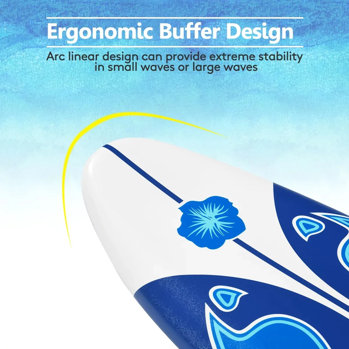 6' Surfboard Inflation-Free Long Surfing Board with Safety Leash White
