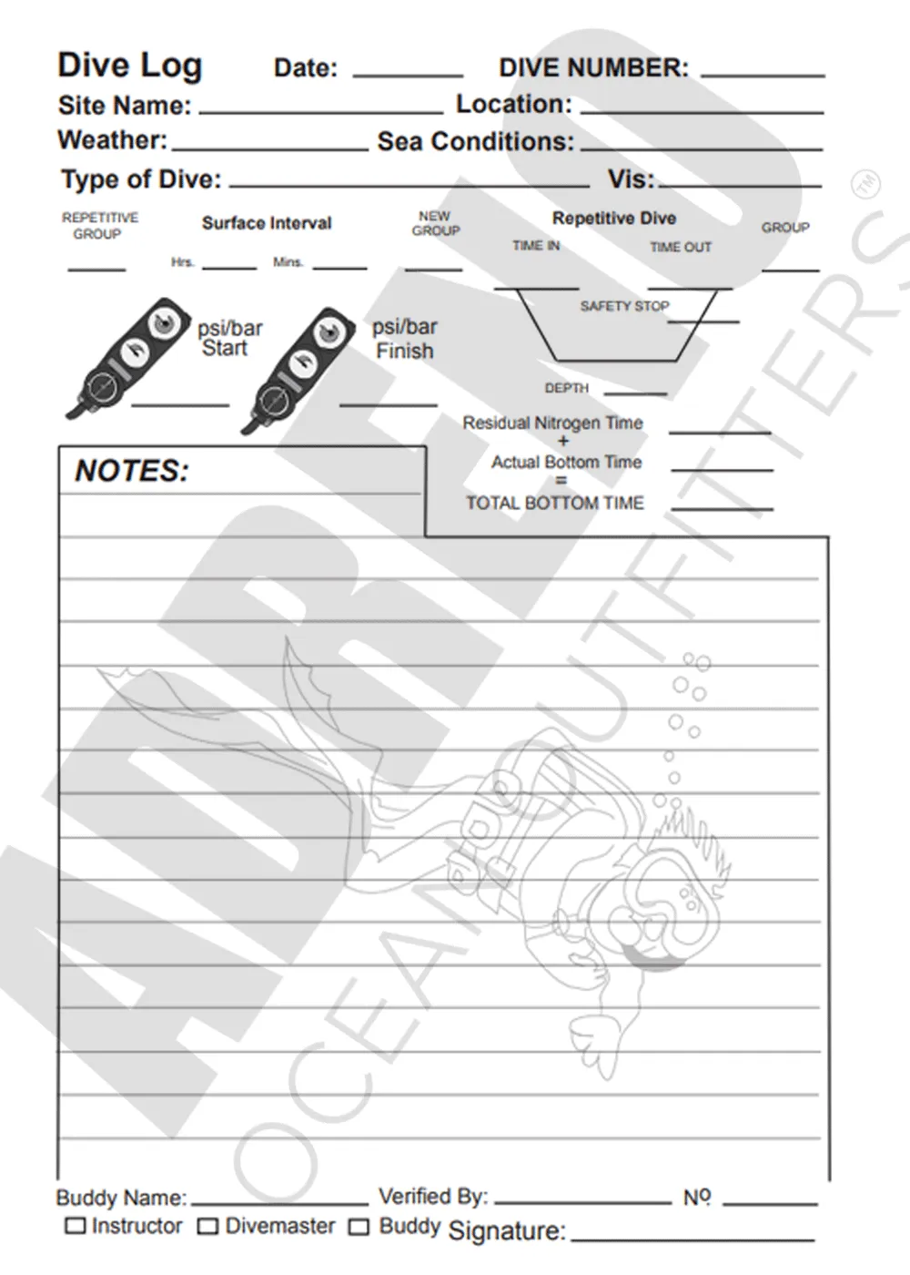 Adreno Scuba Diving Log Book