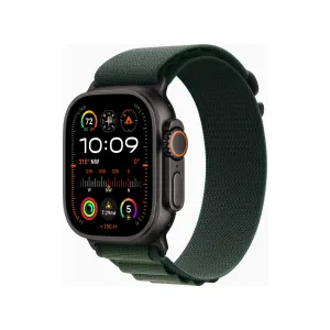 Apple Watch Ultra 2 GPS   Cellular 49MM Black Titanium Case with Dark Green Alpine Loop - Large | MX4T3QA/A