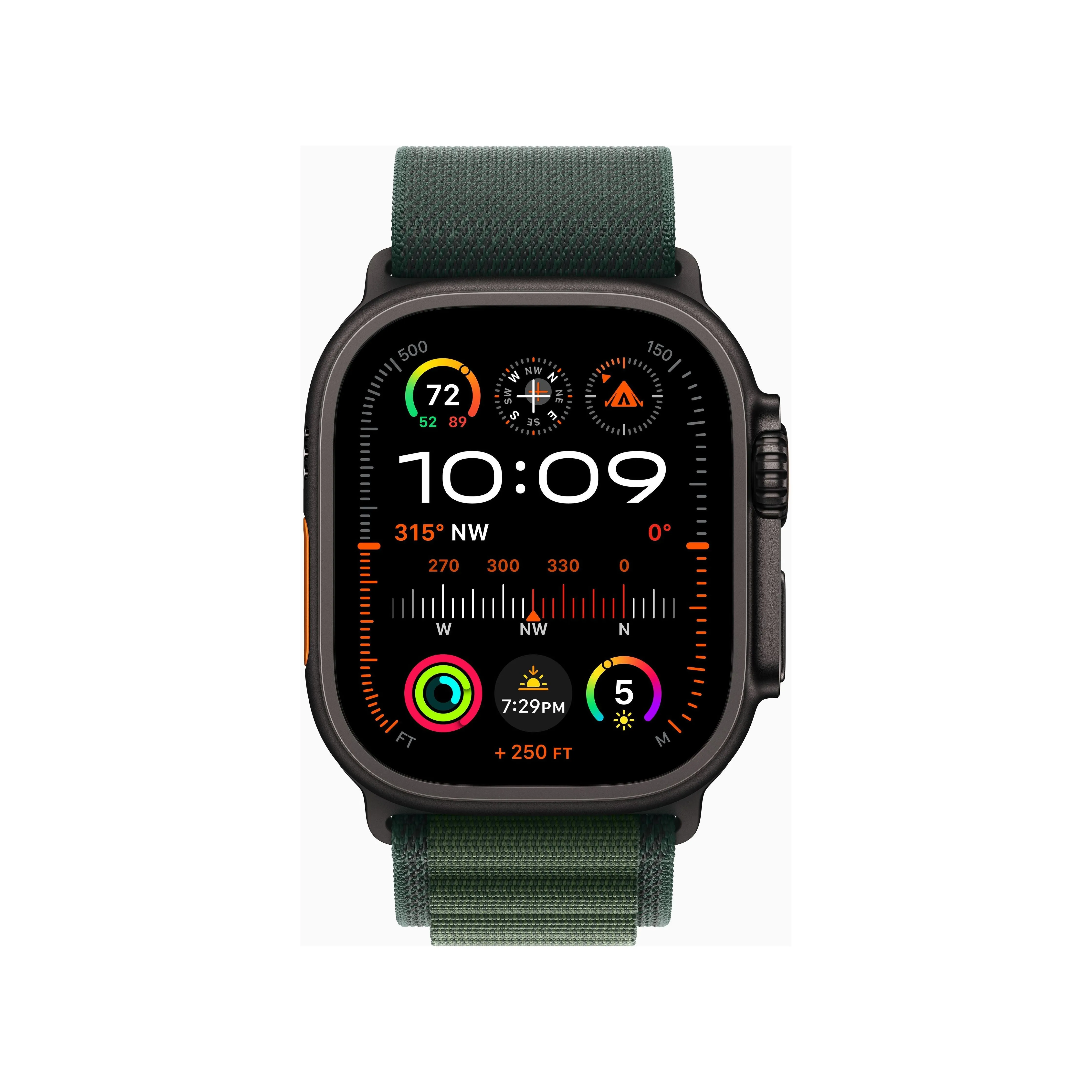 Apple Watch Ultra 2 GPS   Cellular 49MM Black Titanium Case with Dark Green Alpine Loop - Large | MX4T3QA/A