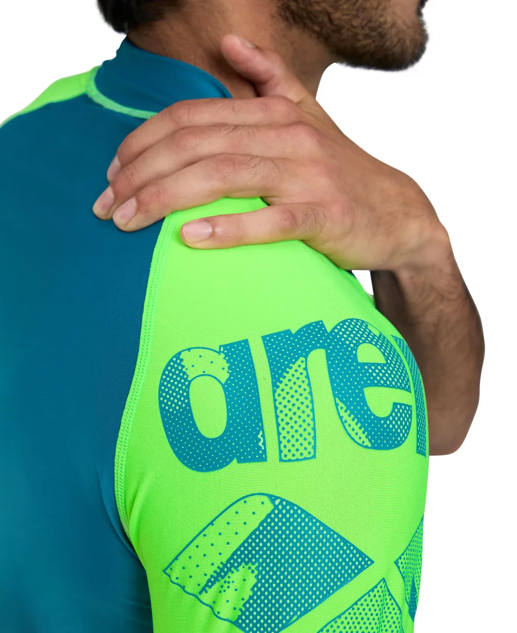 Arena Men's Graphic UV Protection Short-Sleeve Shirt - Teal
