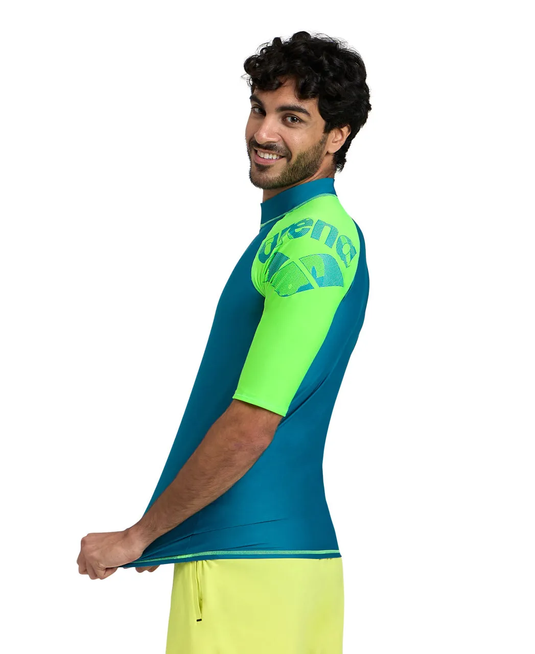 Arena Men's Graphic UV Protection Short-Sleeve Shirt - Teal