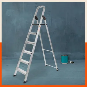 Bathla Advance Carbon - 6 Step Foldable Aluminium Ladder For Home (Black)