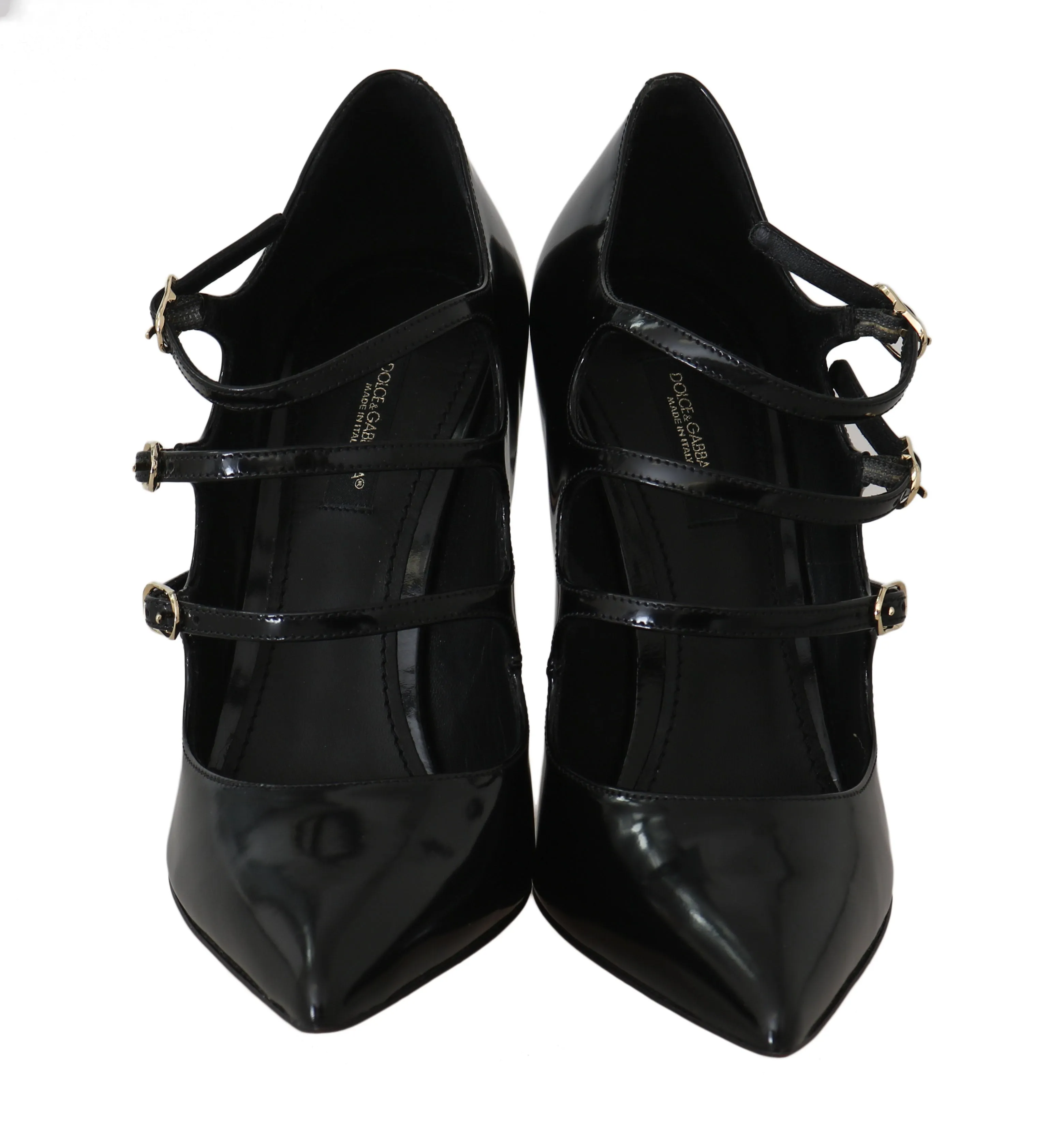Black Leather Stiletto Pumps Sandals