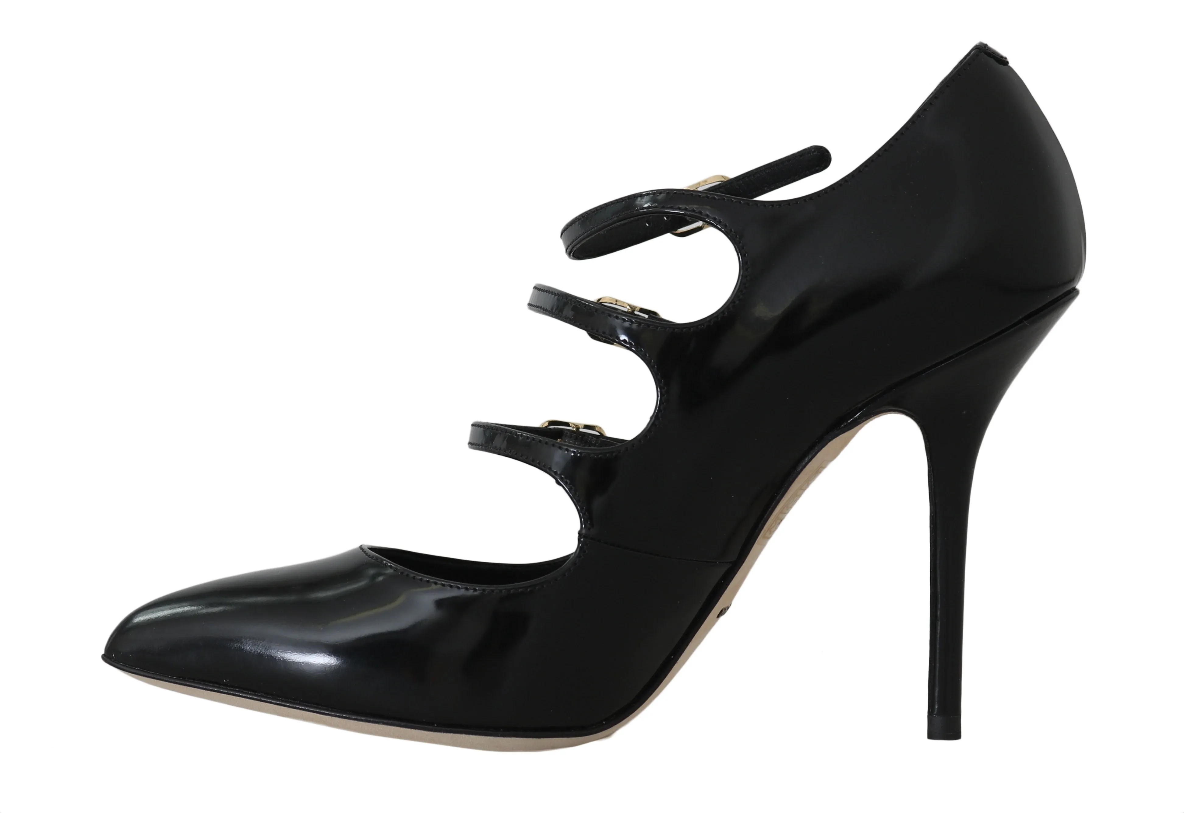 Black Leather Stiletto Pumps Sandals