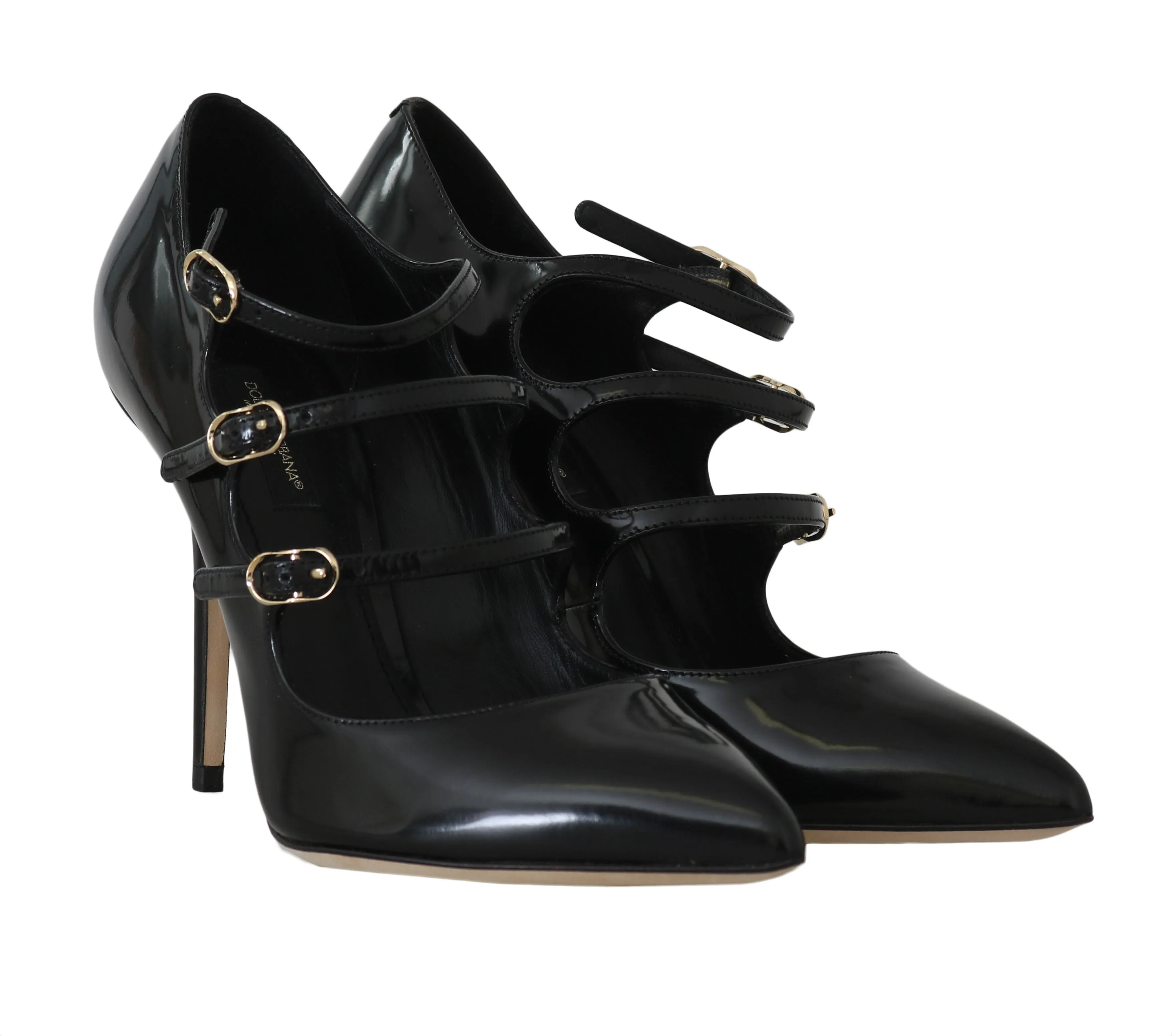 Black Leather Stiletto Pumps Sandals
