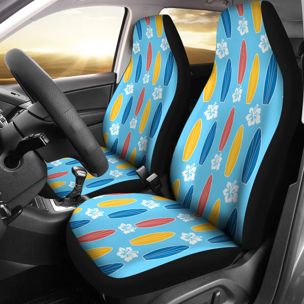 Blue With Surfboard  Pattern Car Seat Covers Set