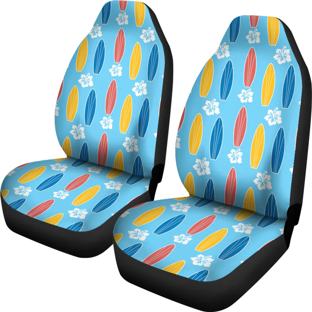Blue With Surfboard  Pattern Car Seat Covers Set
