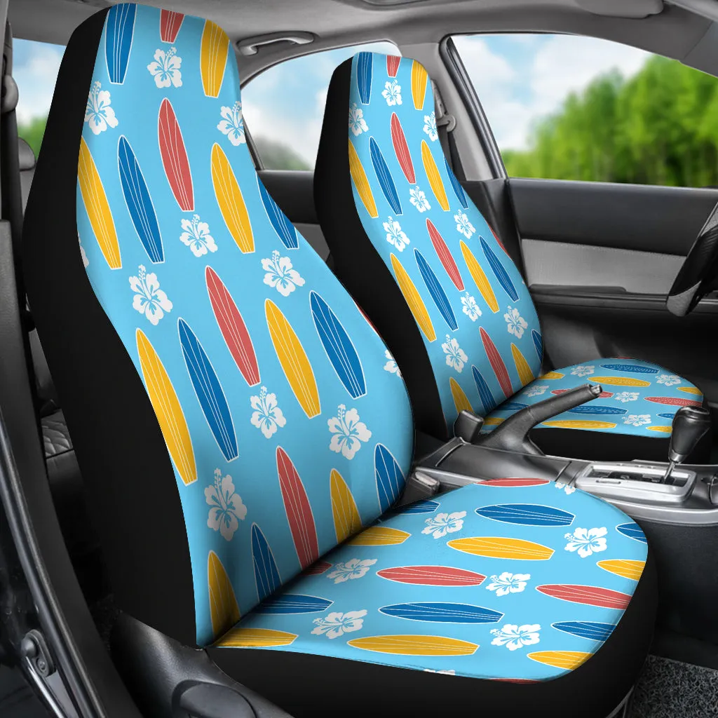 Blue With Surfboard  Pattern Car Seat Covers Set