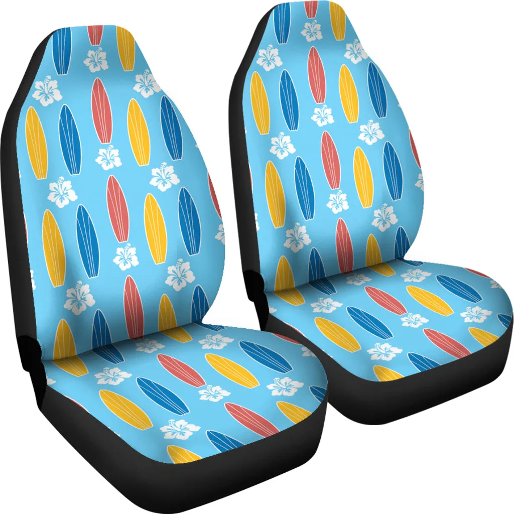 Blue With Surfboard  Pattern Car Seat Covers Set