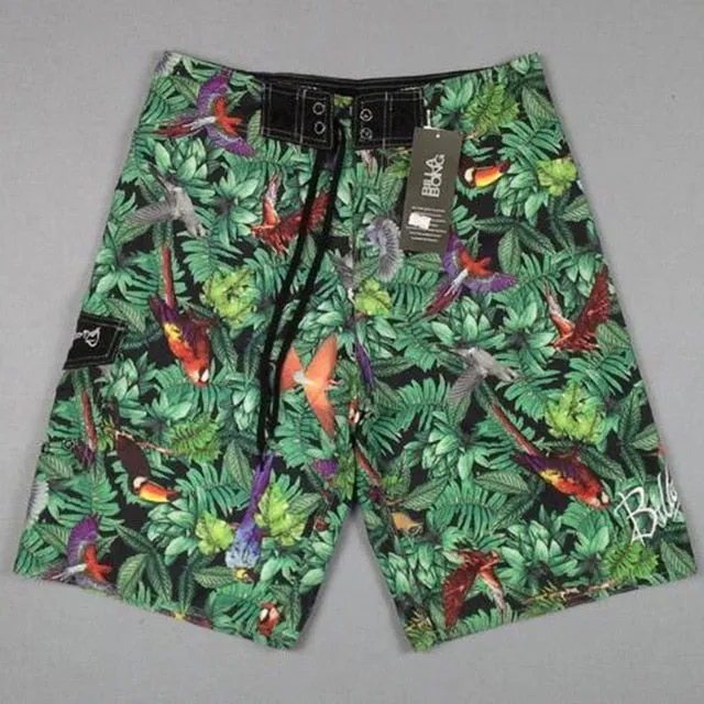 boardshorts men Board Shorts Mens New bermuda masculina man Summer Pants Beach wear Quick dry print swiming swimsuit green tie