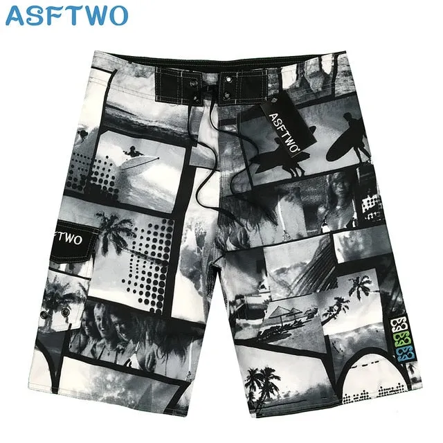 boardshorts men Board Shorts Mens New bermuda masculina man Summer Pants Beach wear Quick dry print swiming swimsuit green tie