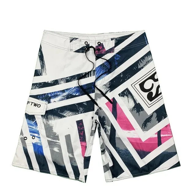 boardshorts men Board Shorts Mens New bermuda masculina man Summer Pants Beach wear Quick dry print swiming swimsuit green tie