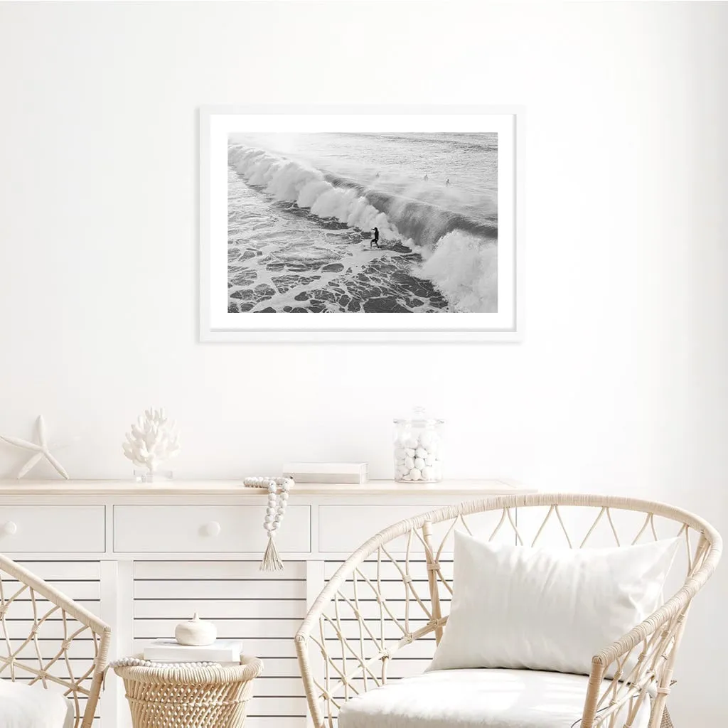 Bondi Surf Break B&W Wall Art Print