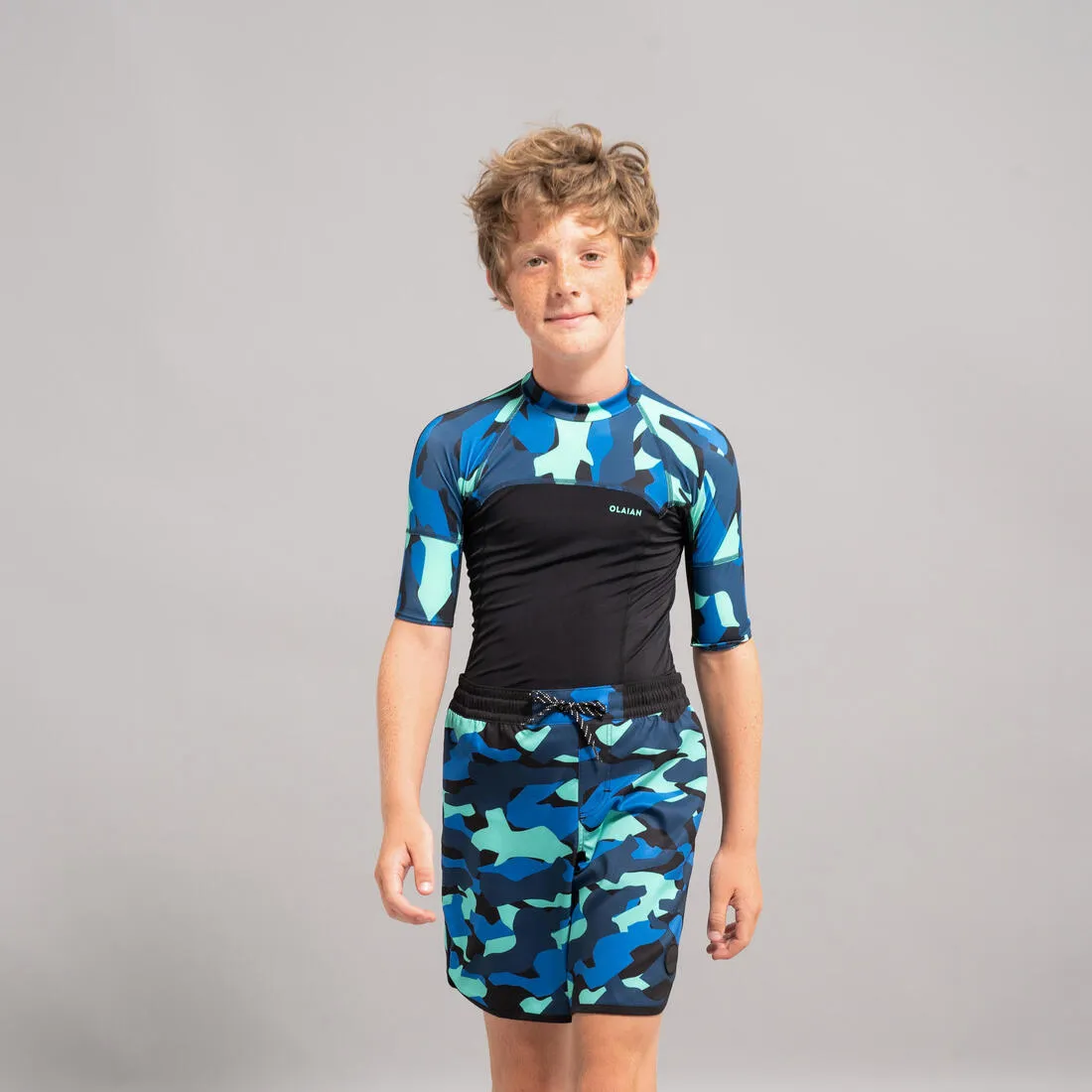 Boy's Short-sleeved Sun Top camo blue