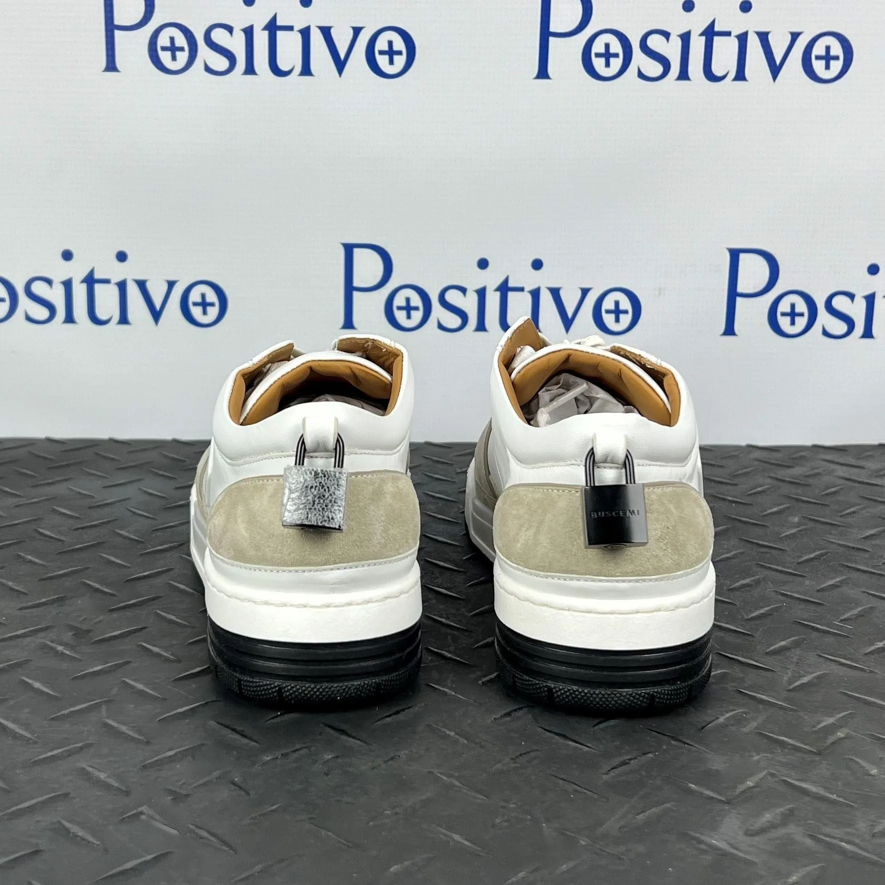 Buscemi Air Jon Low Vitello Off White Leather Sneakers