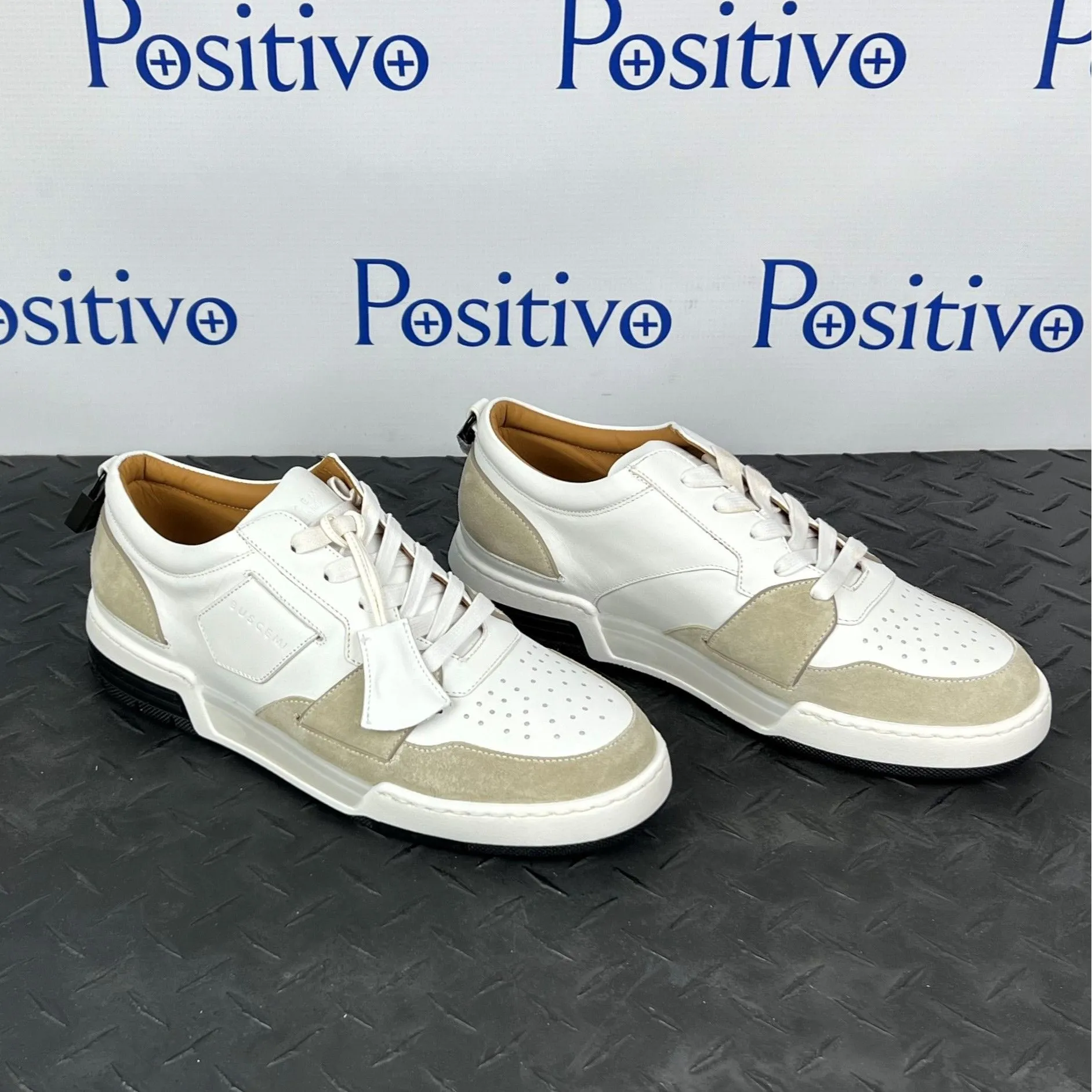 Buscemi Air Jon Low Vitello Off White Leather Sneakers