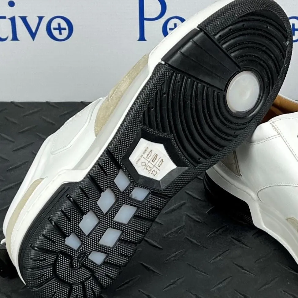 Buscemi Air Jon Low Vitello Off White Leather Sneakers