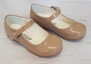 Camel patent Maryjane style shoes