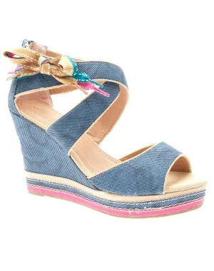 Chaussures femme Sinly Shoes: Escarpins compensés jean bleus
