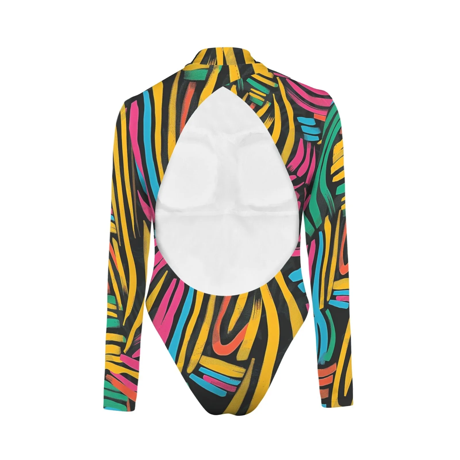 Color Marauder Backless Long Sleeve One-Piece Swimsuit