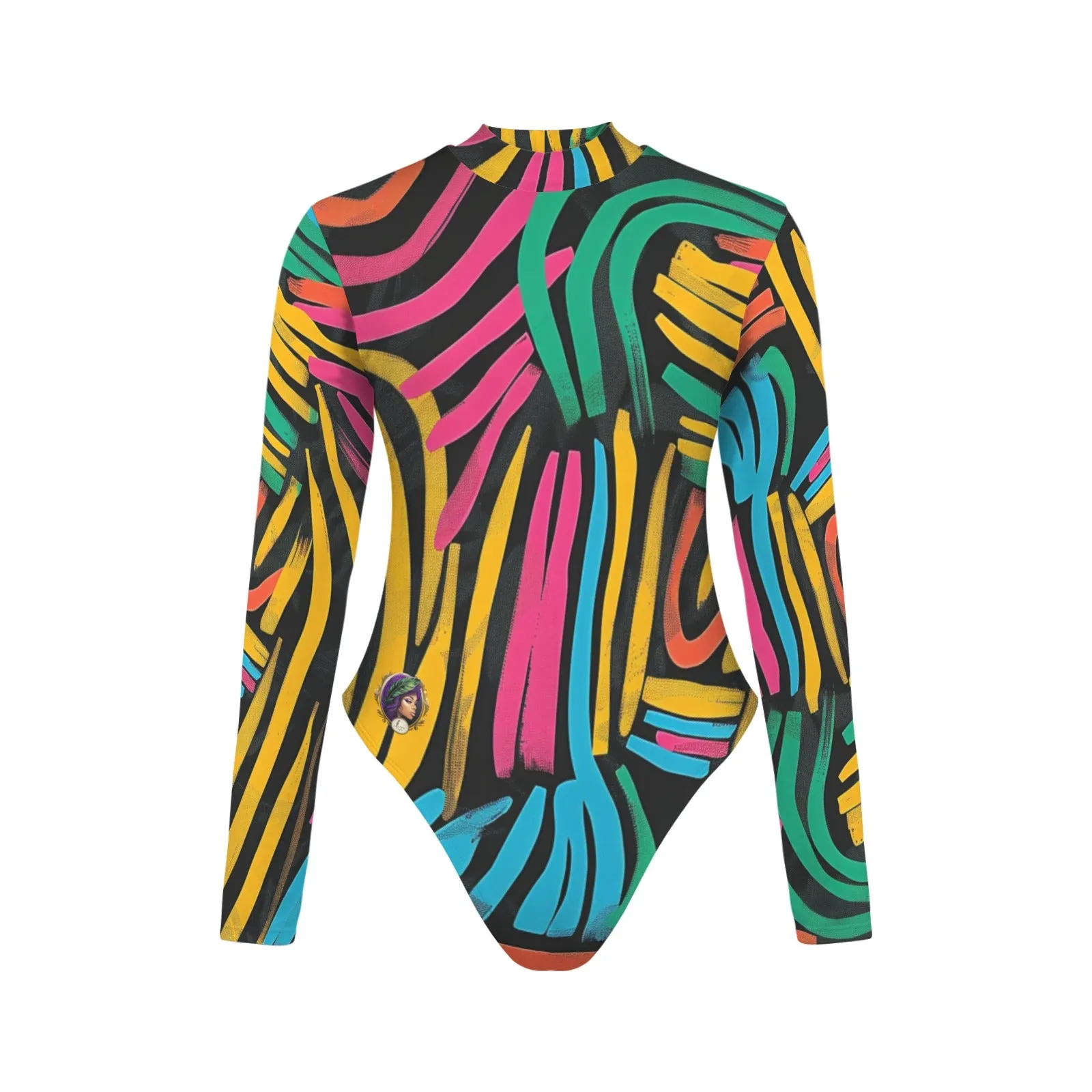 Color Marauder Backless Long Sleeve One-Piece Swimsuit