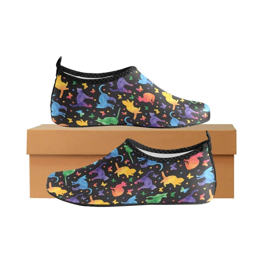 Colorful Cat Women's Barefoot Aqua Shoes