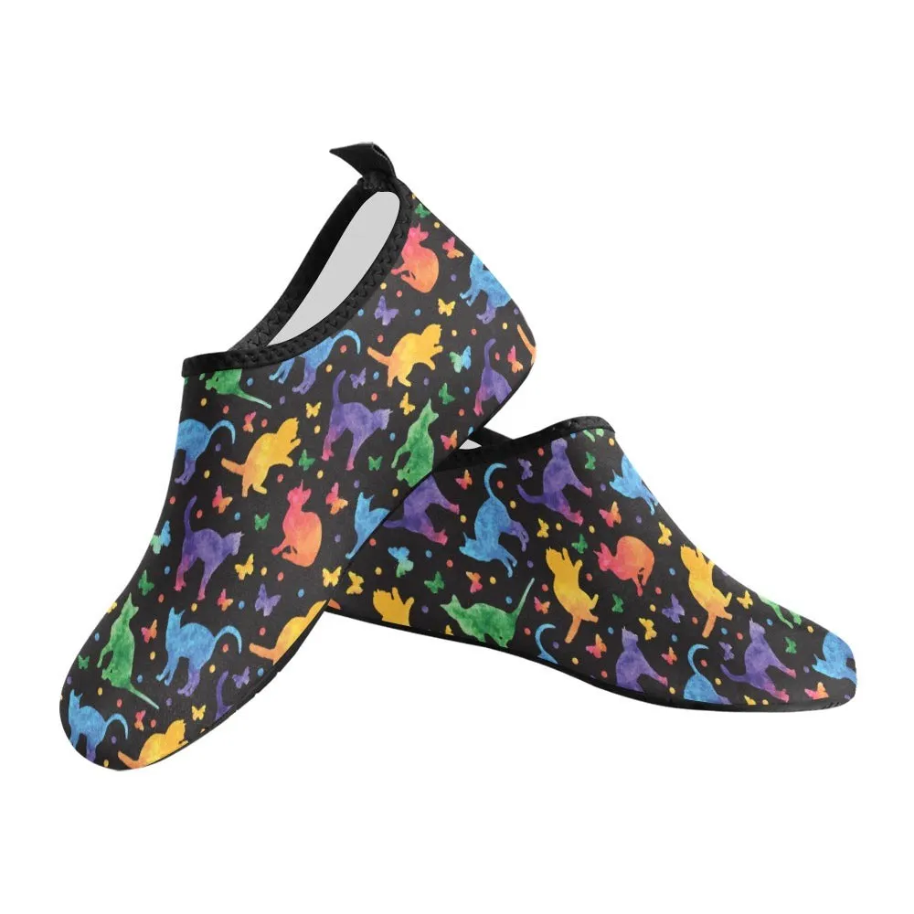 Colorful Cat Women's Barefoot Aqua Shoes