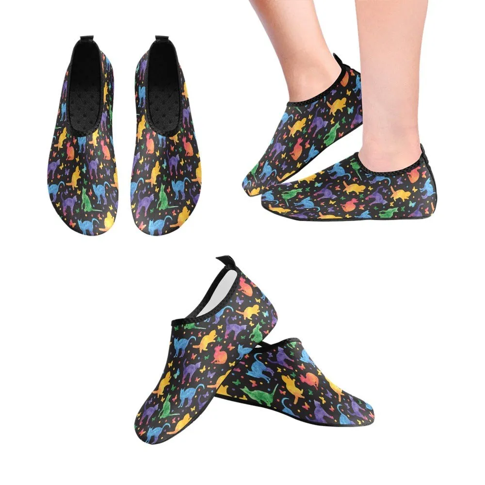 Colorful Cat Women's Barefoot Aqua Shoes