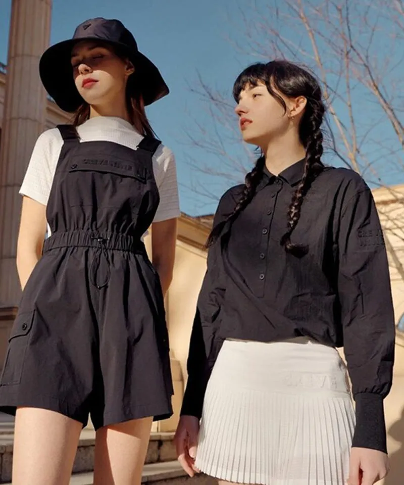 CREVE NINE: Graphic Logo Point Overalls - Black