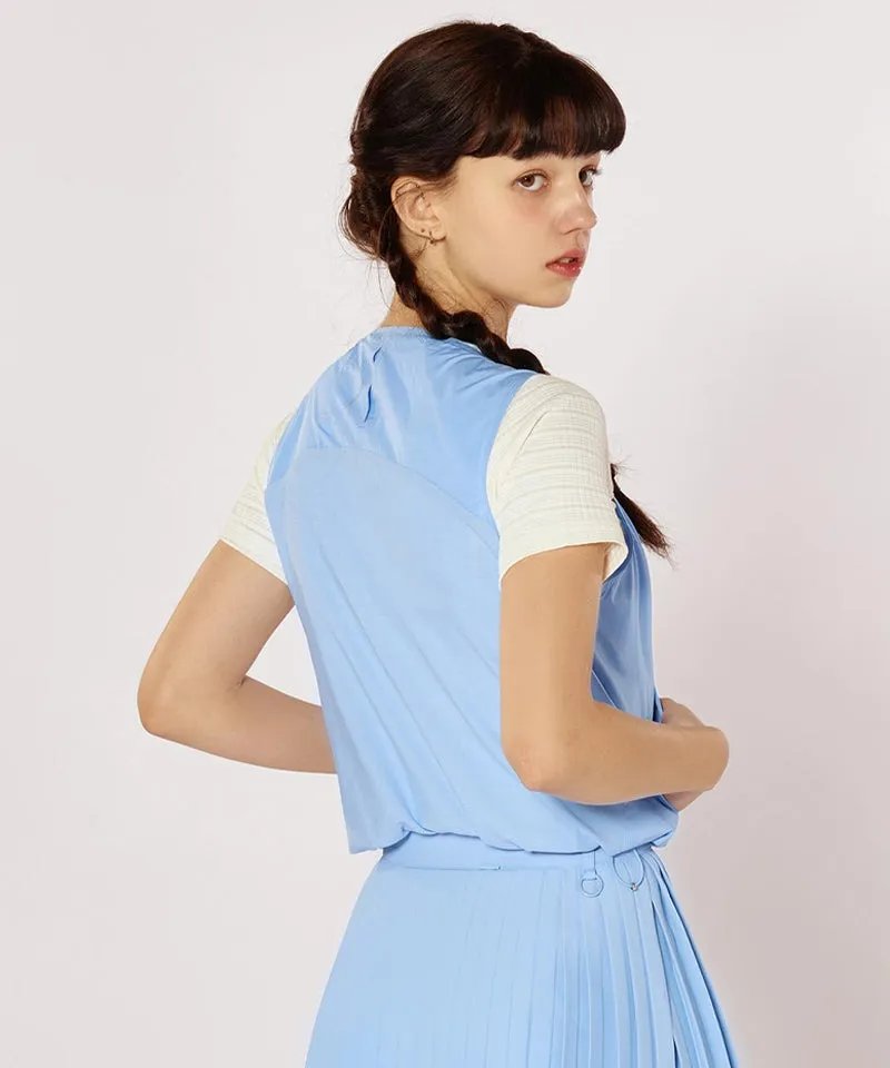 CREVE NINE: Jersey Mix Woven Vest - Sky Blue