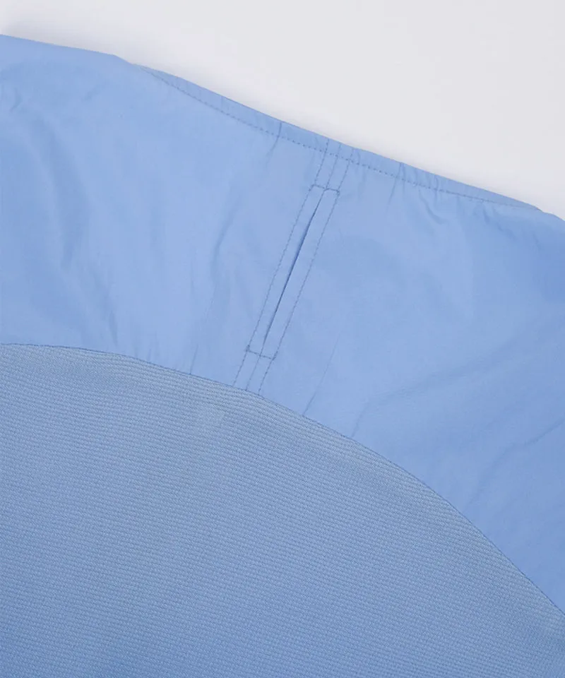 CREVE NINE: Jersey Mix Woven Vest - Sky Blue