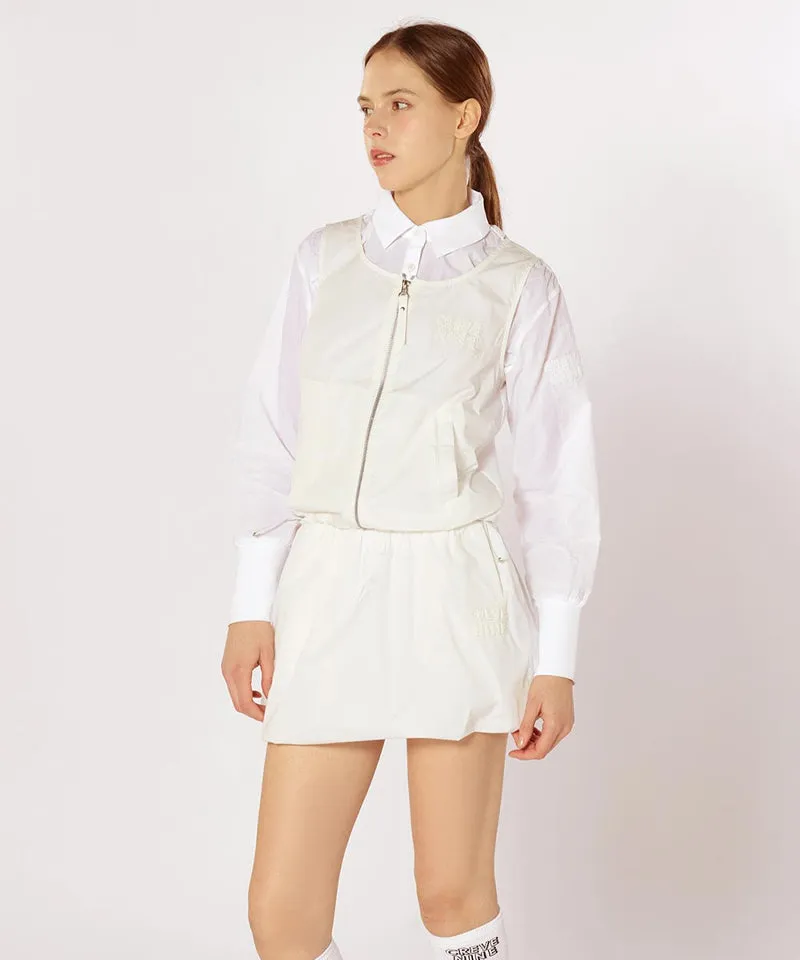 CREVE NINE: Jersey Mix Woven Vest - White