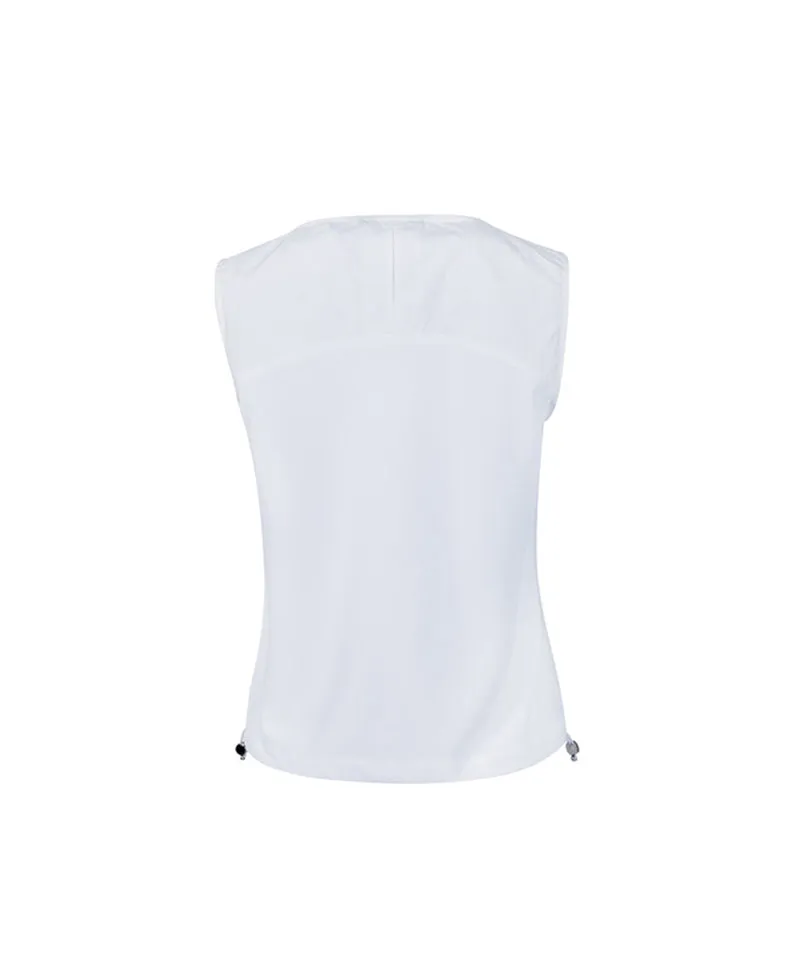CREVE NINE: Jersey Mix Woven Vest - White