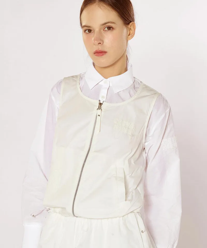 CREVE NINE: Jersey Mix Woven Vest - White