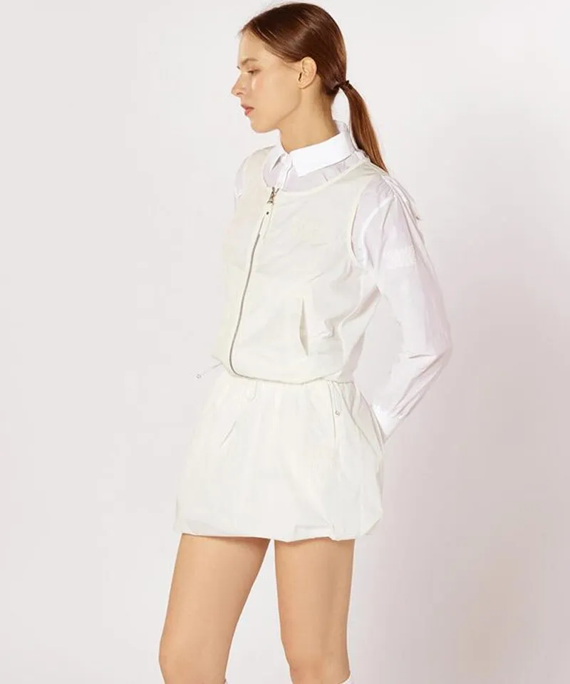 CREVE NINE: Jersey Mix Woven Vest - White