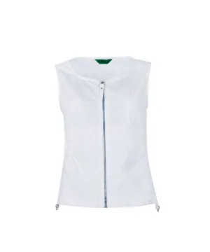 CREVE NINE: Jersey Mix Woven Vest - White