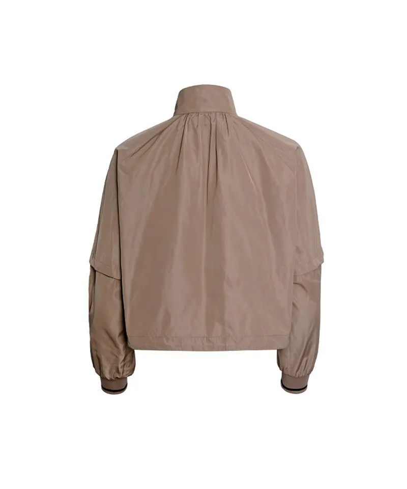 CREVE NINE: Loose Fit Cropped Pocket Anorak - Beige
