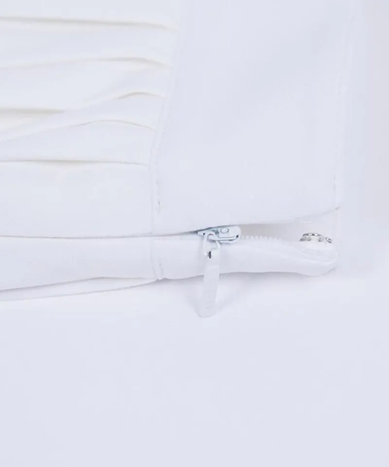 CREVE NINE: Two-Tone Ribbed Swing Pleats - White