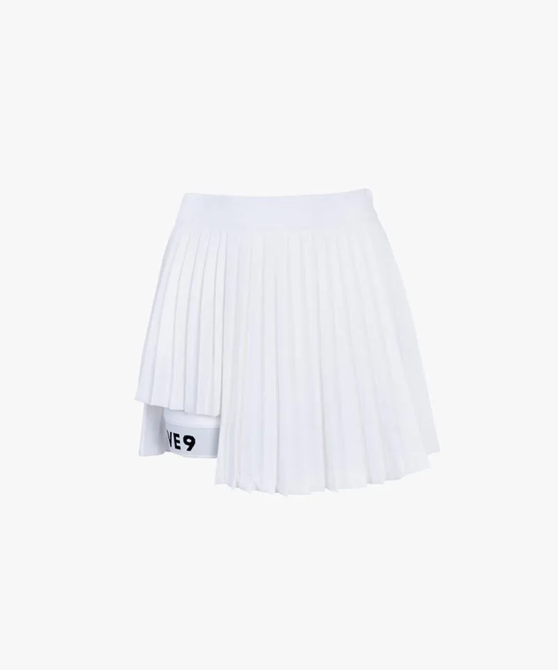 CREVE NINE: Two-Tone Ribbed Swing Pleats - White