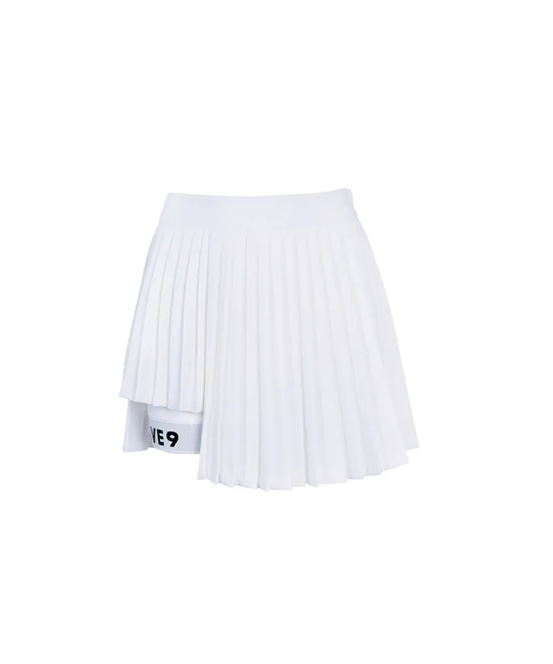 CREVE NINE: Two-Tone Ribbed Swing Pleats - White