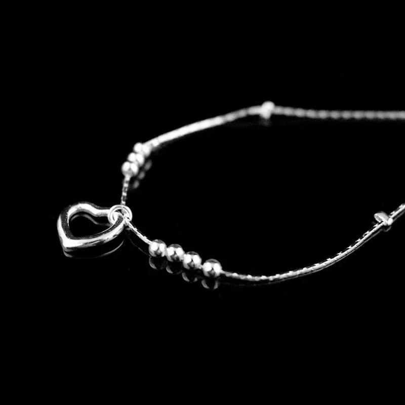 Dangling Heart and Beads Anklet