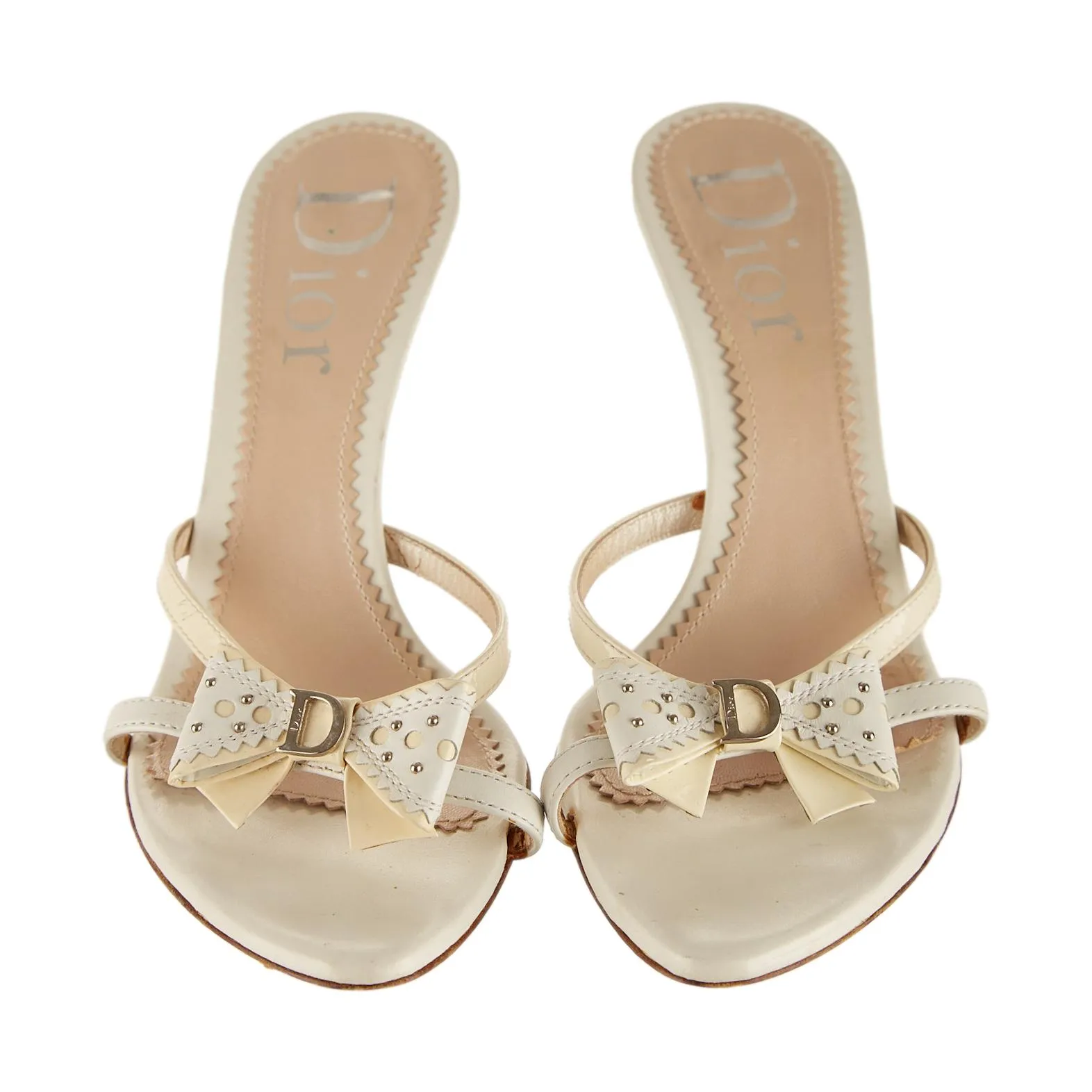 Dior Beige Bow Logo Heels