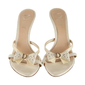 Dior Beige Bow Logo Heels