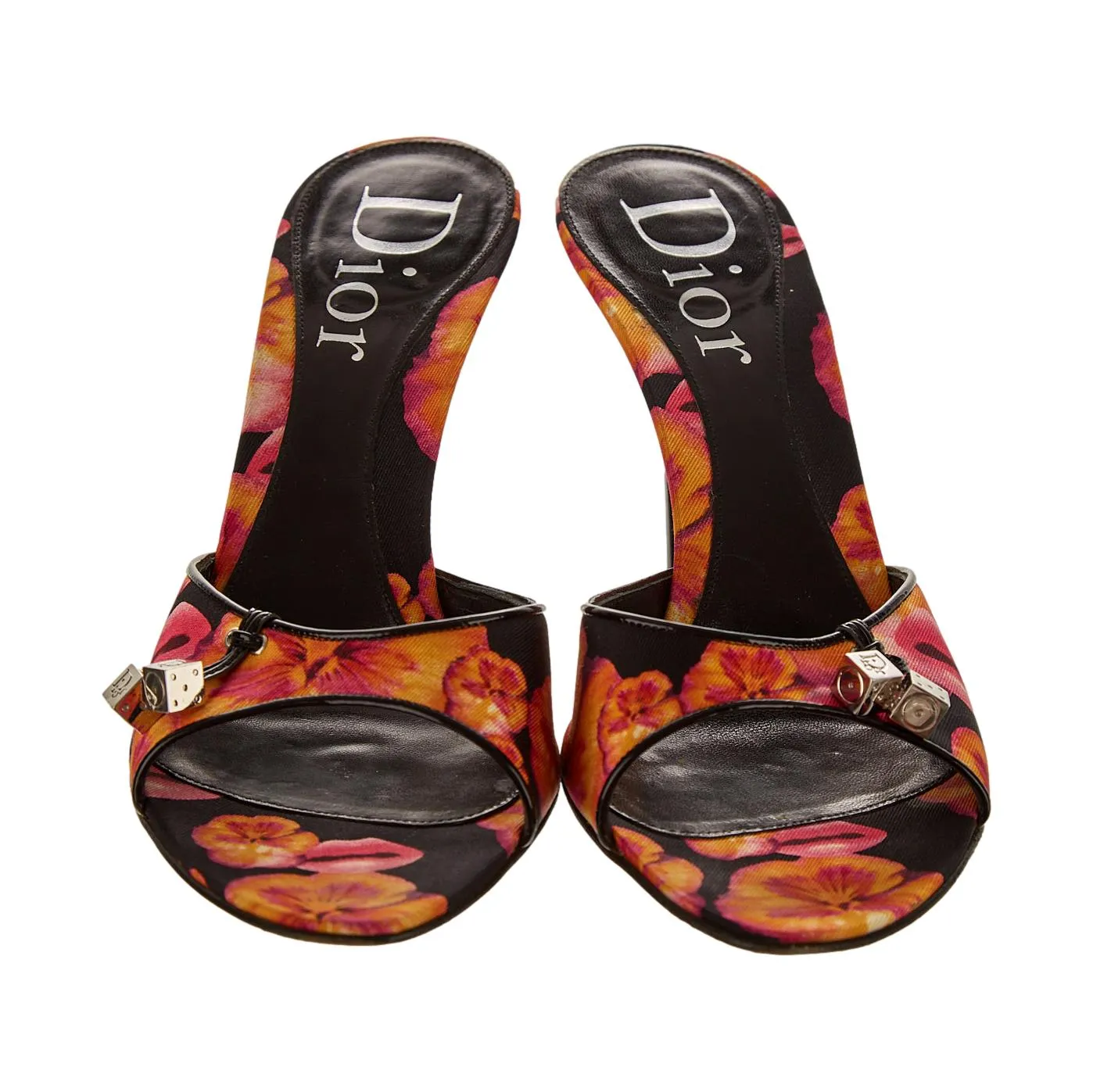 Dior Black Floral Dice Heels