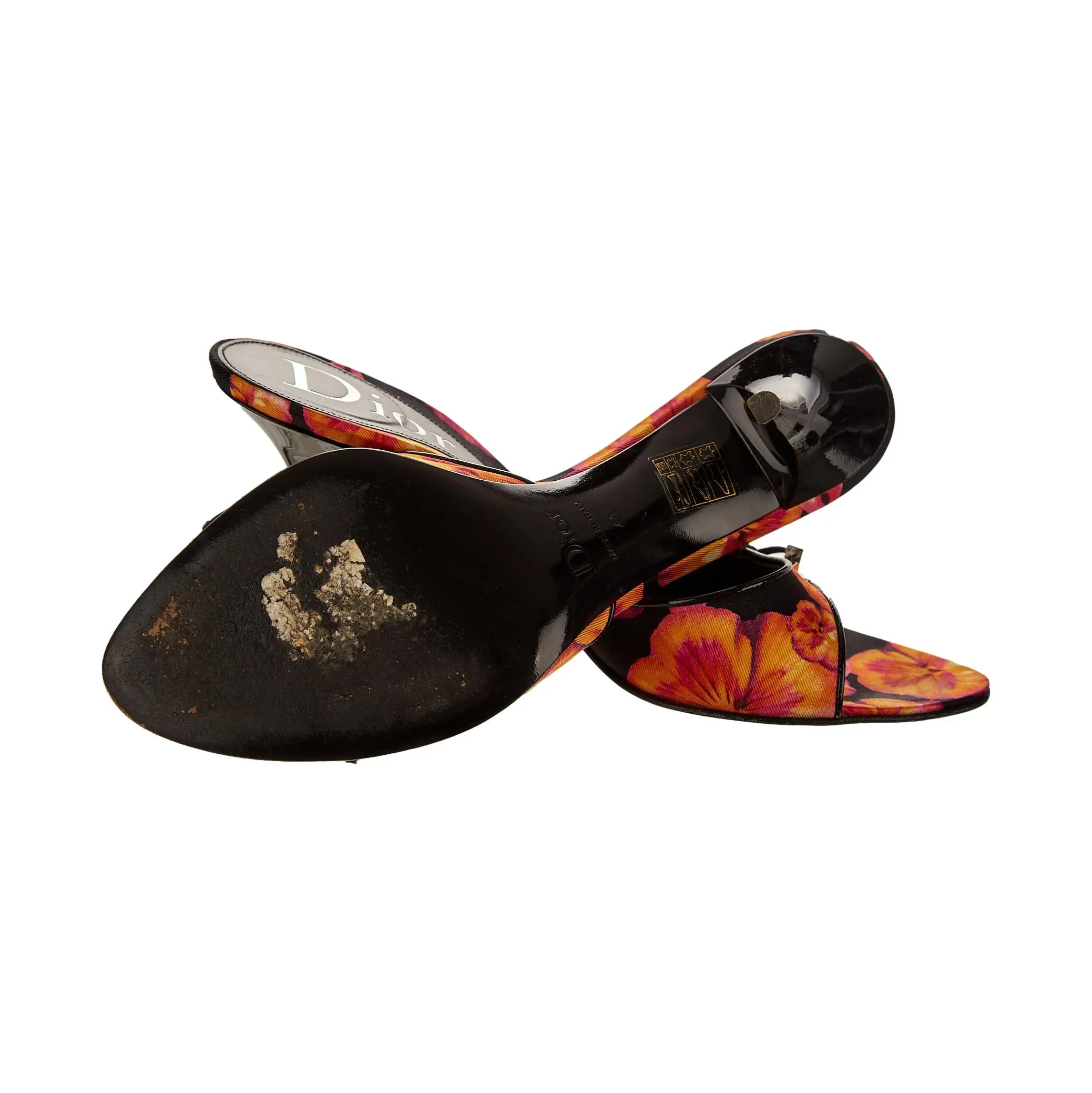 Dior Black Floral Dice Heels