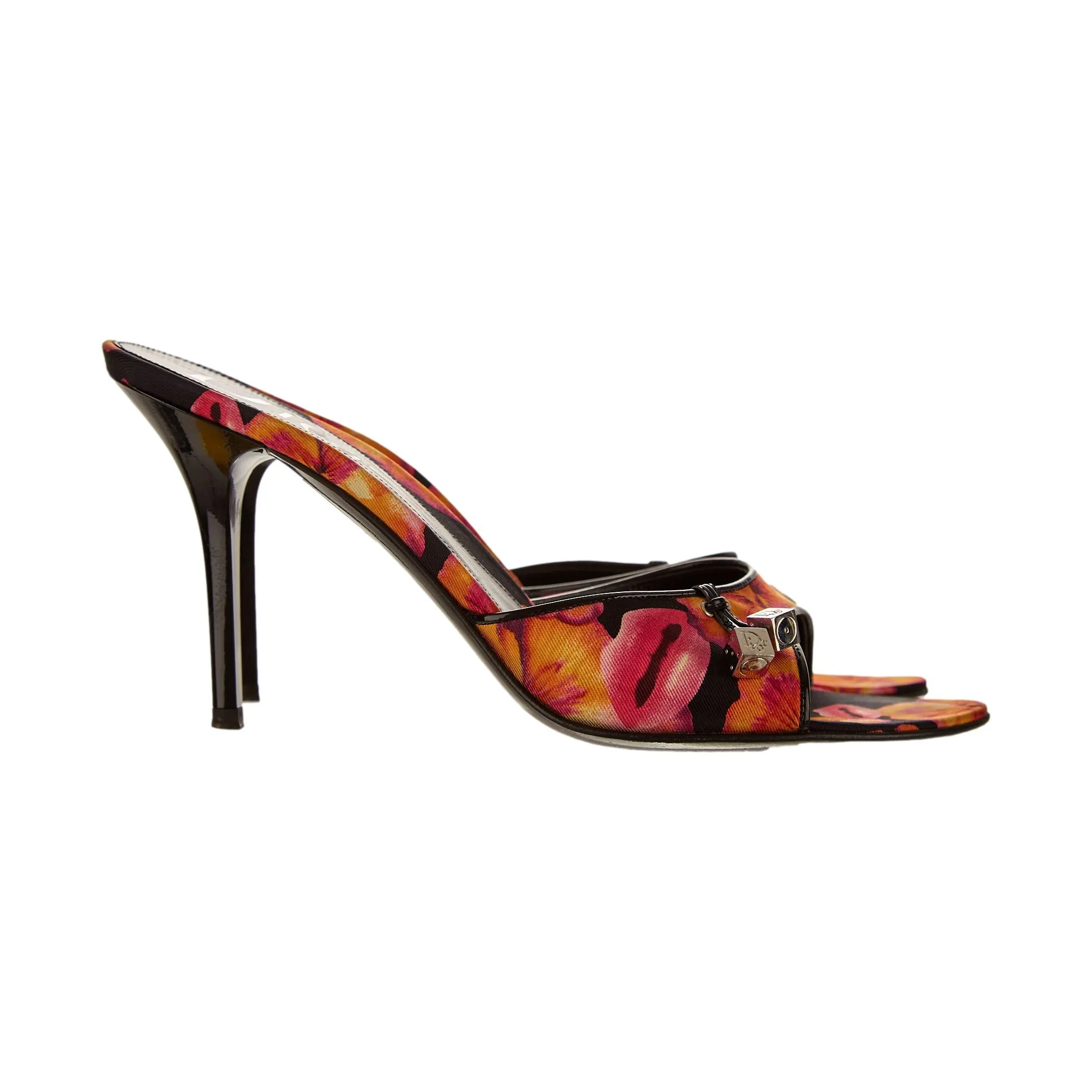 Dior Black Floral Dice Heels