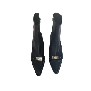 Dior Black Leather Logo Boots